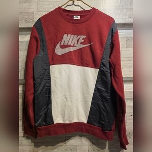 Nike Men's Burgundy, Black & White Crewneck Sweatshirt